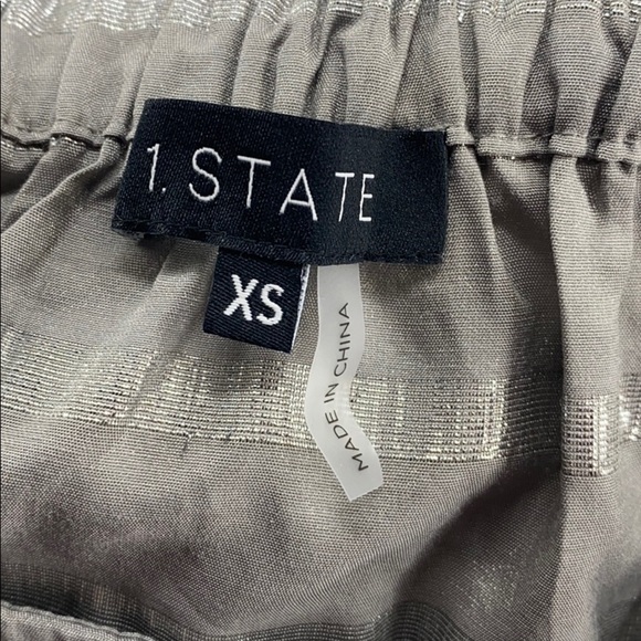 1.State Womens Sparkly Dressy Strapless Top silver metallic fringe off shoulder - Picture 12 of 13